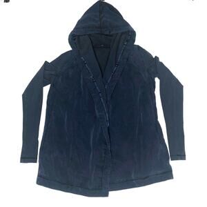 Lululemon Size 4 Blissed Out Wrap Inkwell Navy Blue Hooded Pockets Yoga
